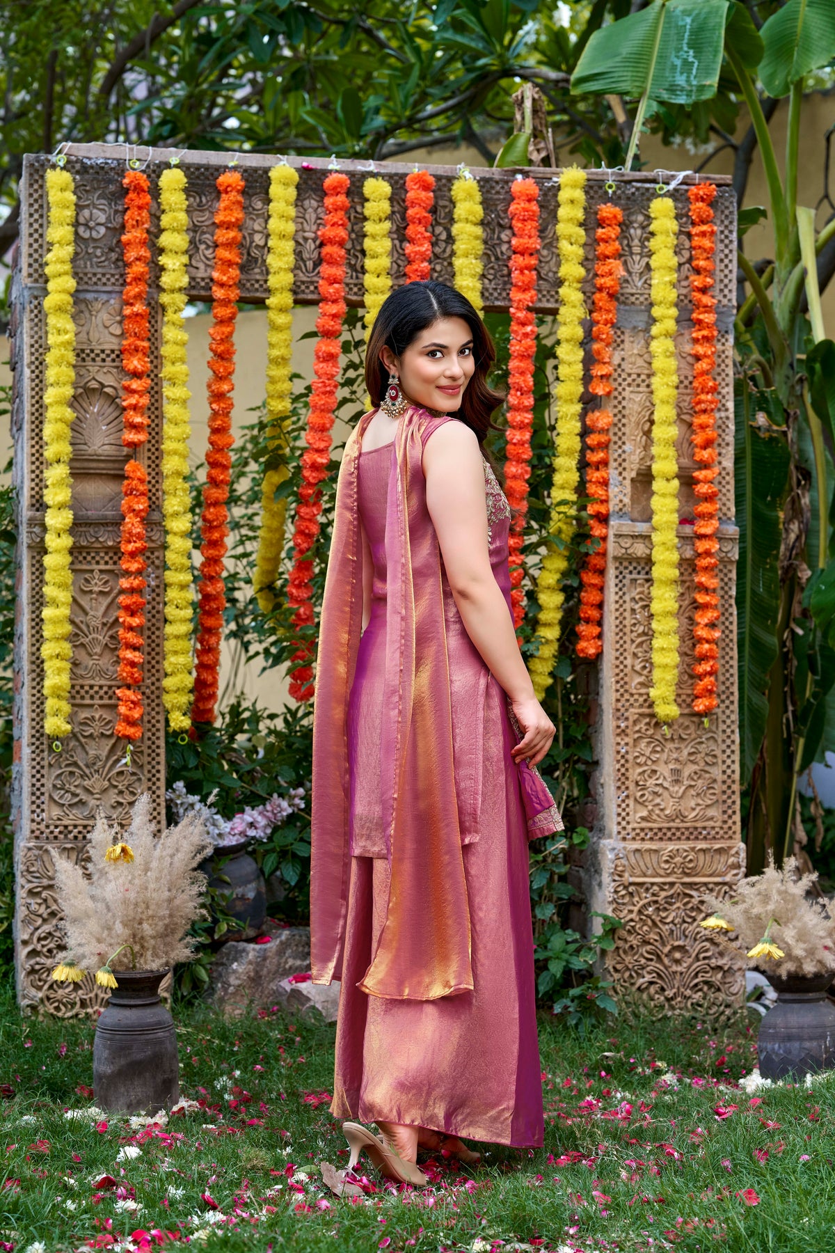 Royale Satin Embroidered Sharara Set