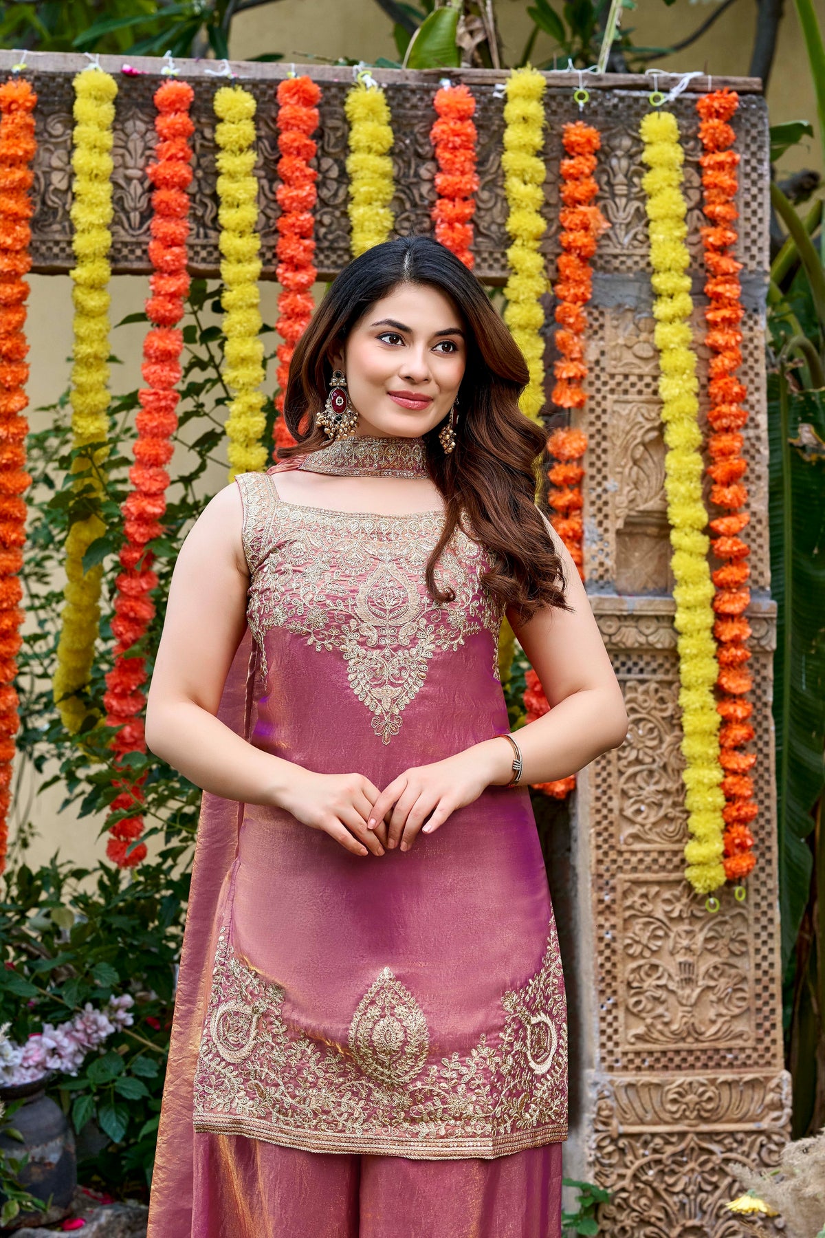 Royale Satin Embroidered Sharara Set