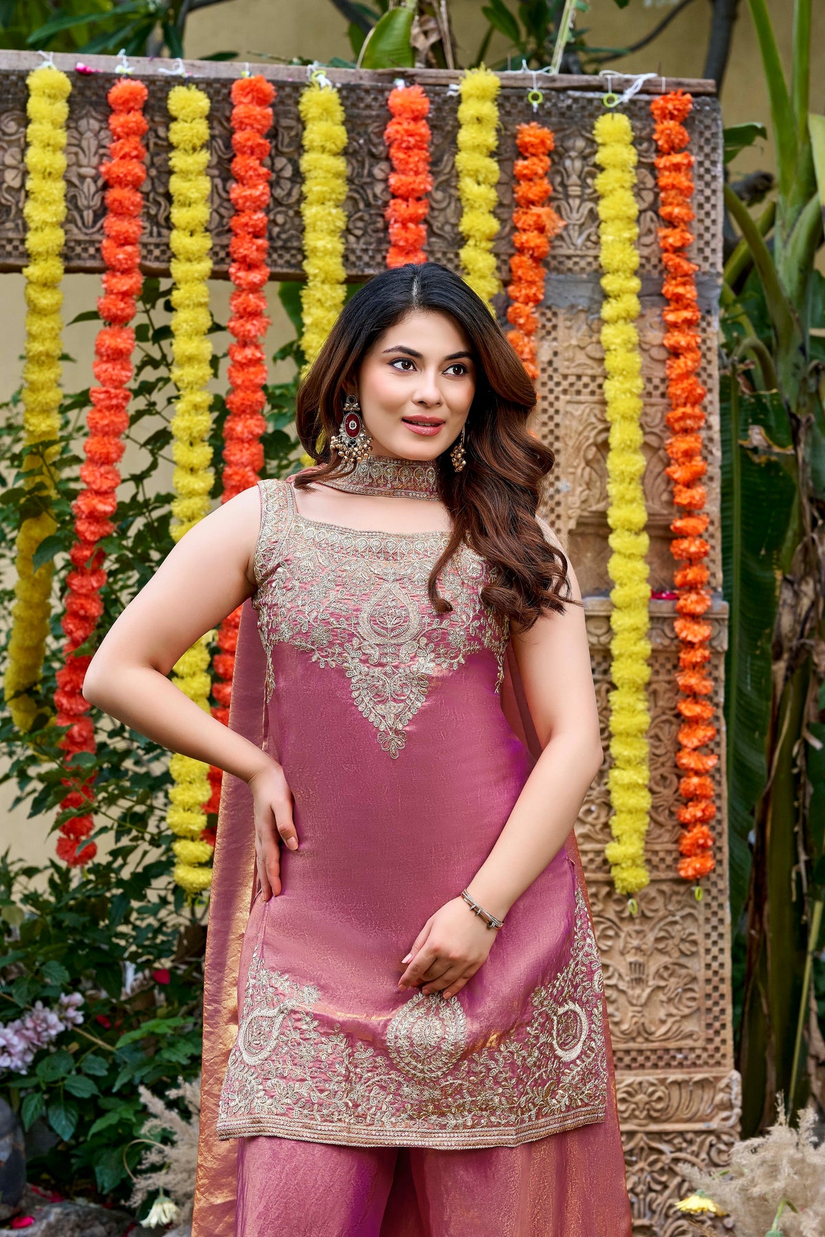Royale Satin Embroidered Sharara Set