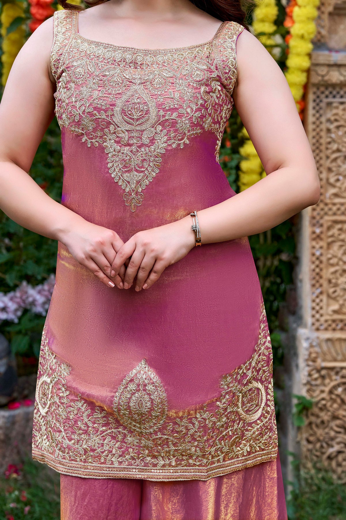 Royale Satin Embroidered Sharara Set