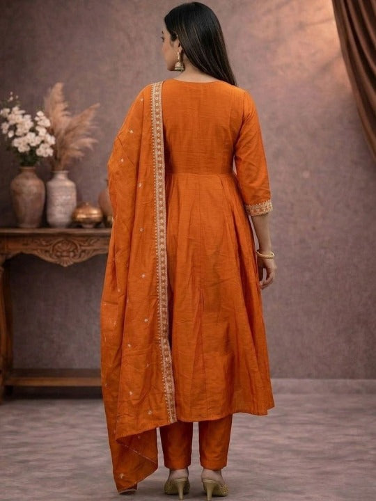 CP Vichitra Embroidered Anarkali Set