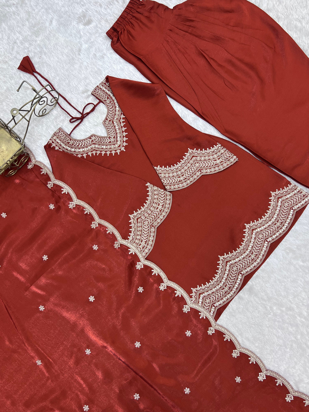 Burnt Orange Glass Roman Farshi Set