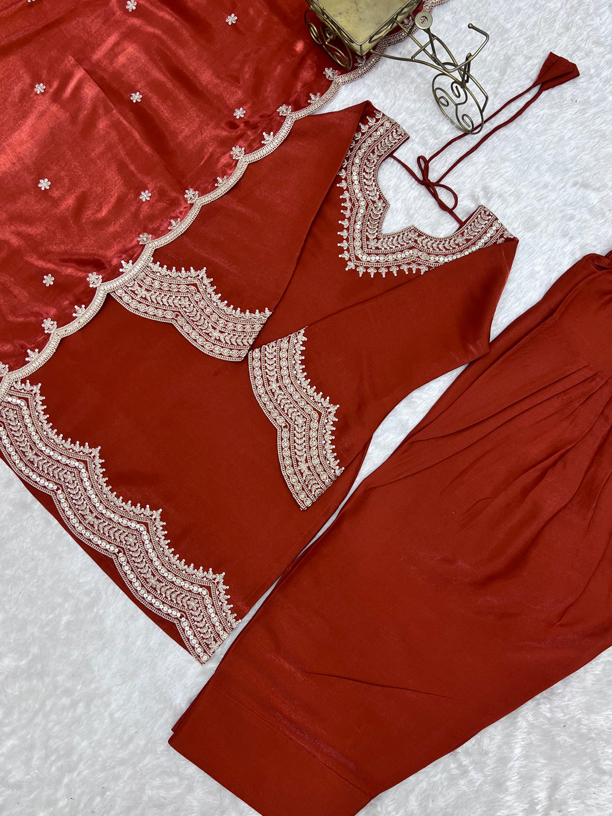 Burnt Orange Glass Roman Farshi Set