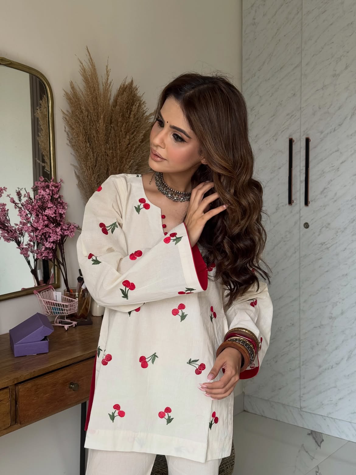 Cotton Anarkali Set with Palazzo & Faux Georgette Dupatta | Chicorawear