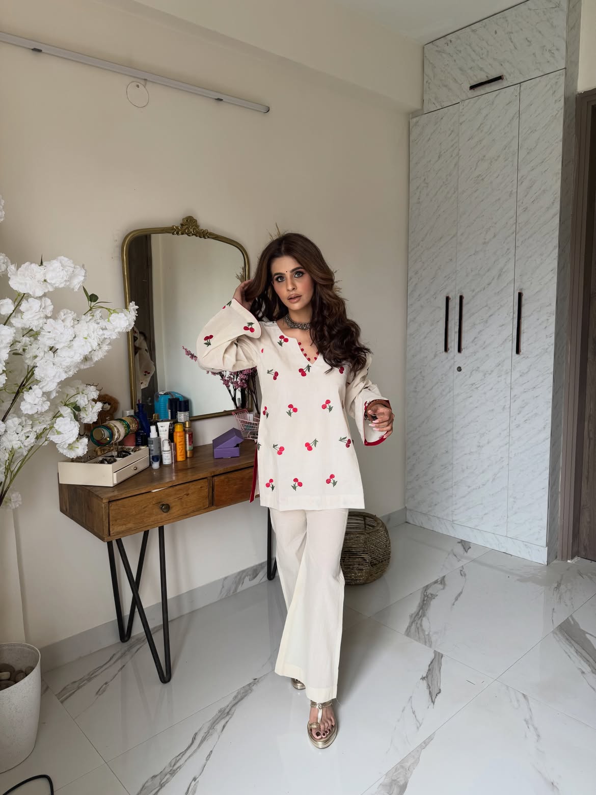 Cotton Anarkali Set with Palazzo & Faux Georgette Dupatta | Chicorawear