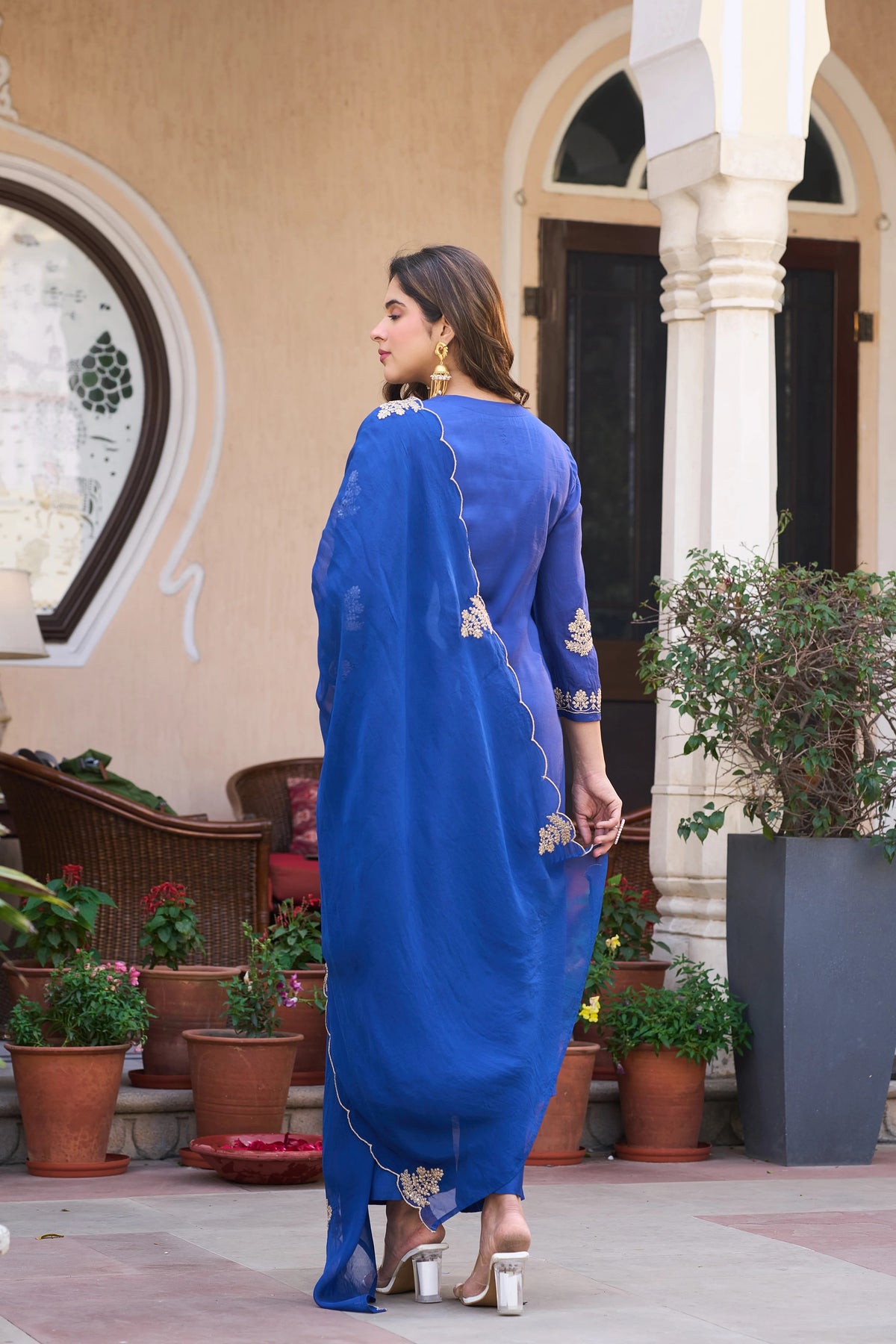 Viscose Chanderi Embroidered Suit Set
