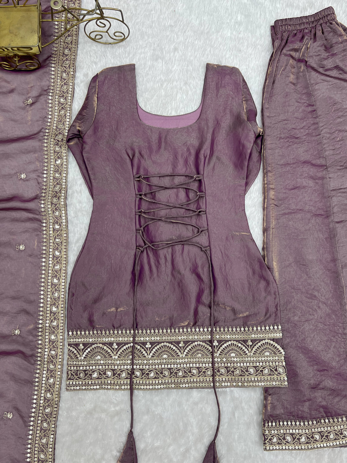 Dusty Lavender Frendy Silk Palazzo Set