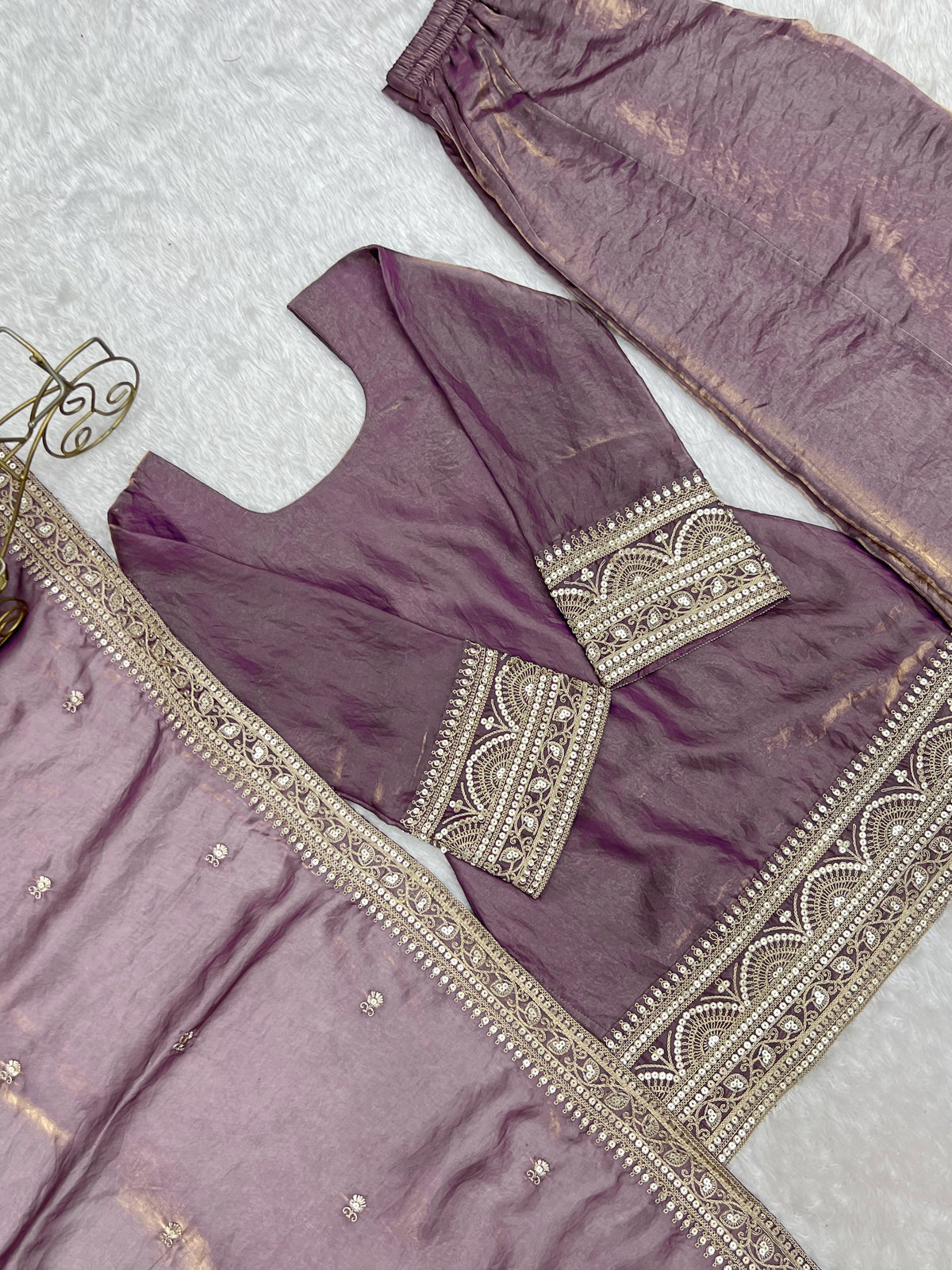 Dusty Lavender Frendy Silk Palazzo Set
