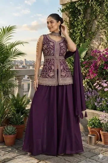 Georgette Embroidered Sharara Set