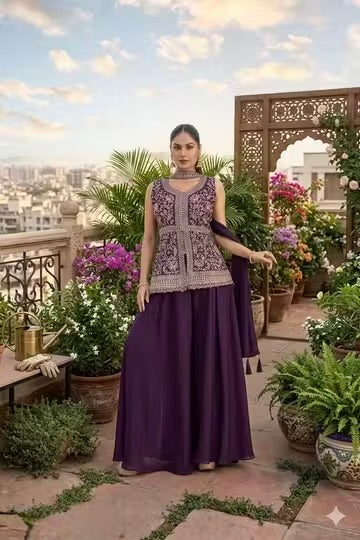Georgette Embroidered Sharara Set