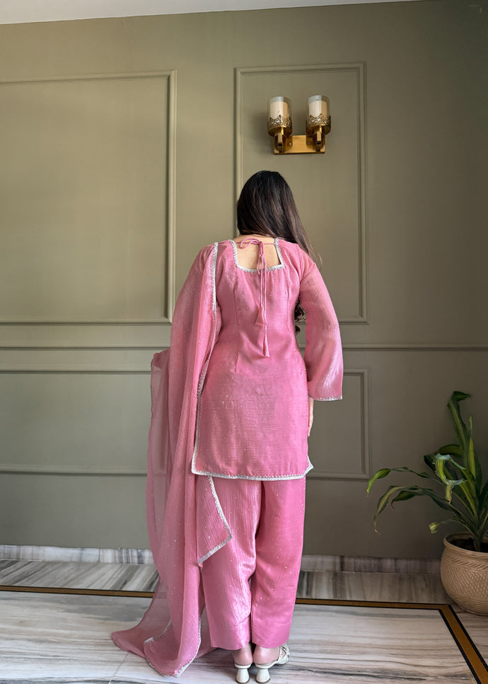 Rose & Aqua Luxe Embroidered Suit Set