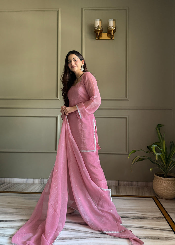 Rose & Aqua Luxe Embroidered Suit Set