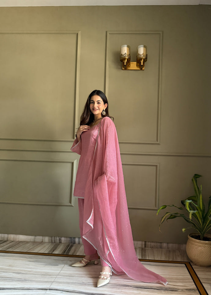 Rose & Aqua Luxe Embroidered Suit Set