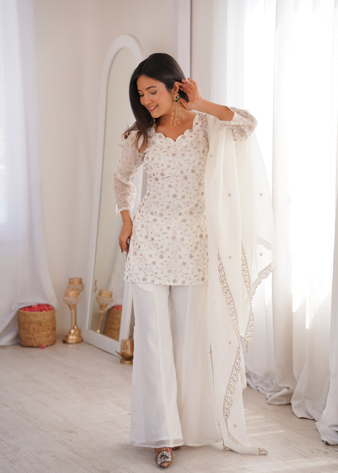 Georgette Embroidered Kurti Set