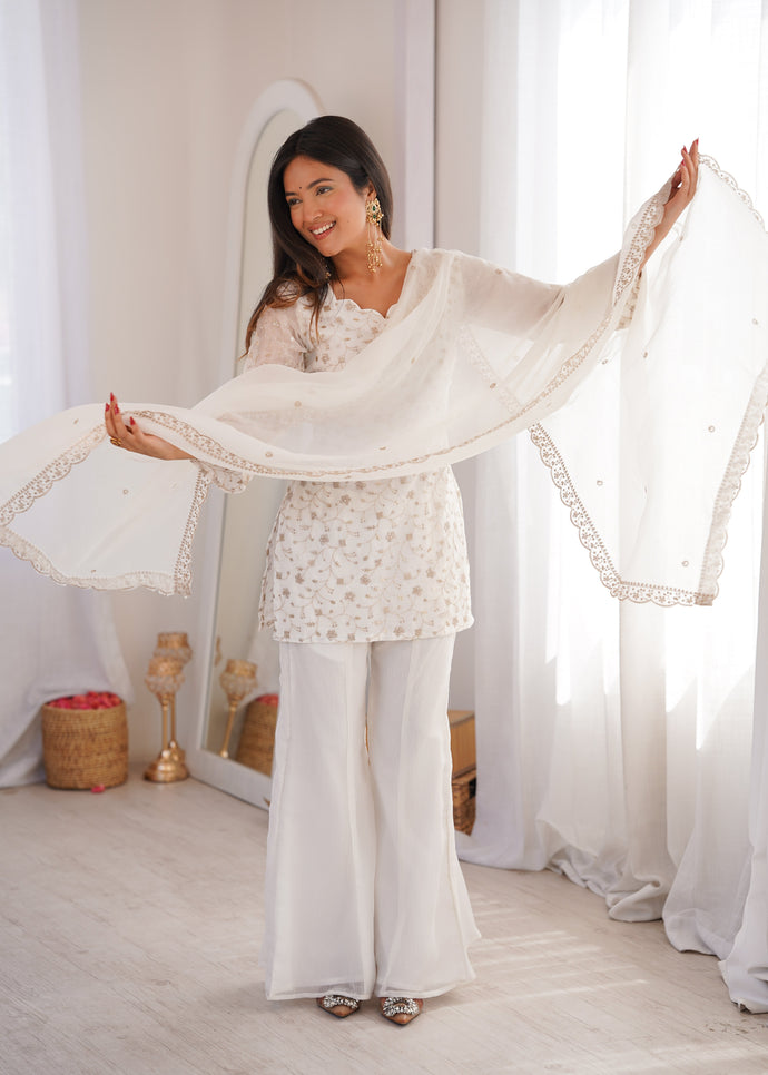 Georgette Embroidered Kurti Set
