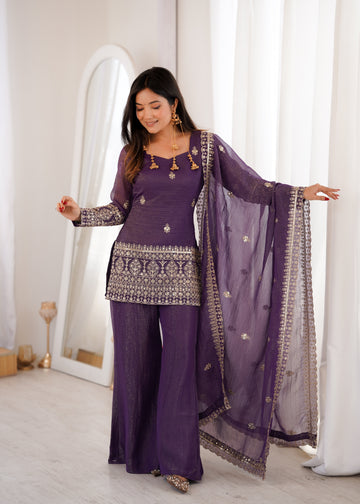 Emerald & Plum Royal Embroidered Suit Set