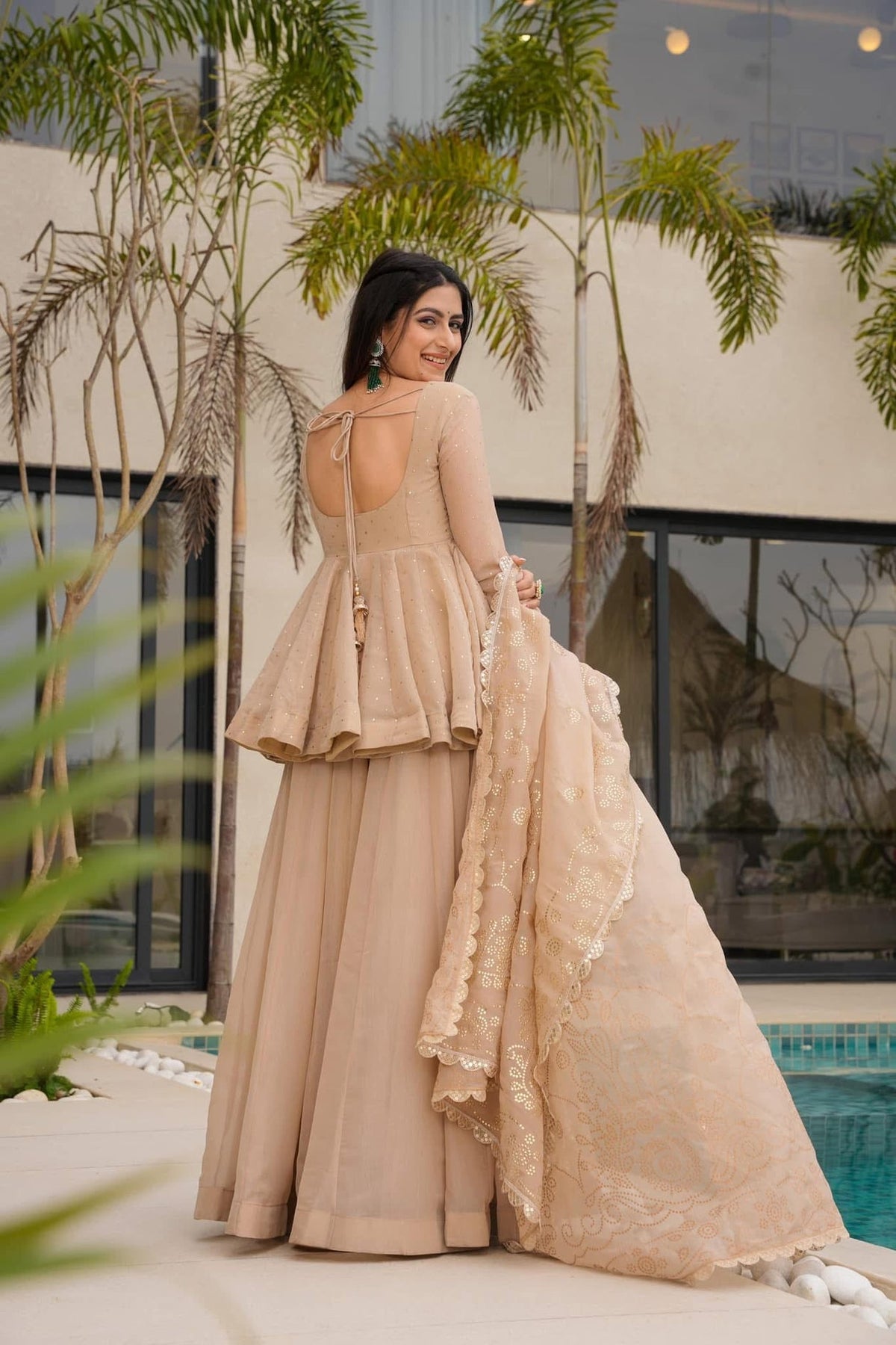 Crunchy Embroidered Sharara Set