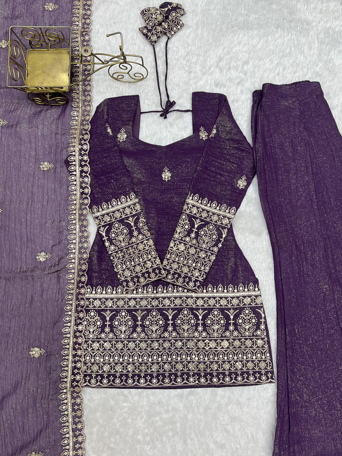 Emerald & Plum Royal Embroidered Suit Set