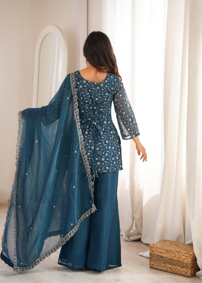 Georgette Embroidered Kurti Set