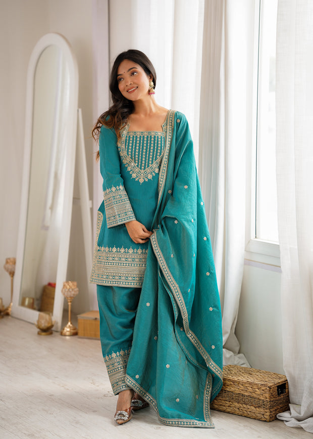 Royal Zari Embroidered Suit Set