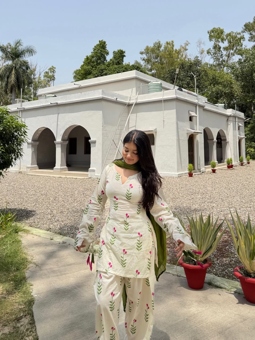 Floral Cambric Cotton Farshi Set