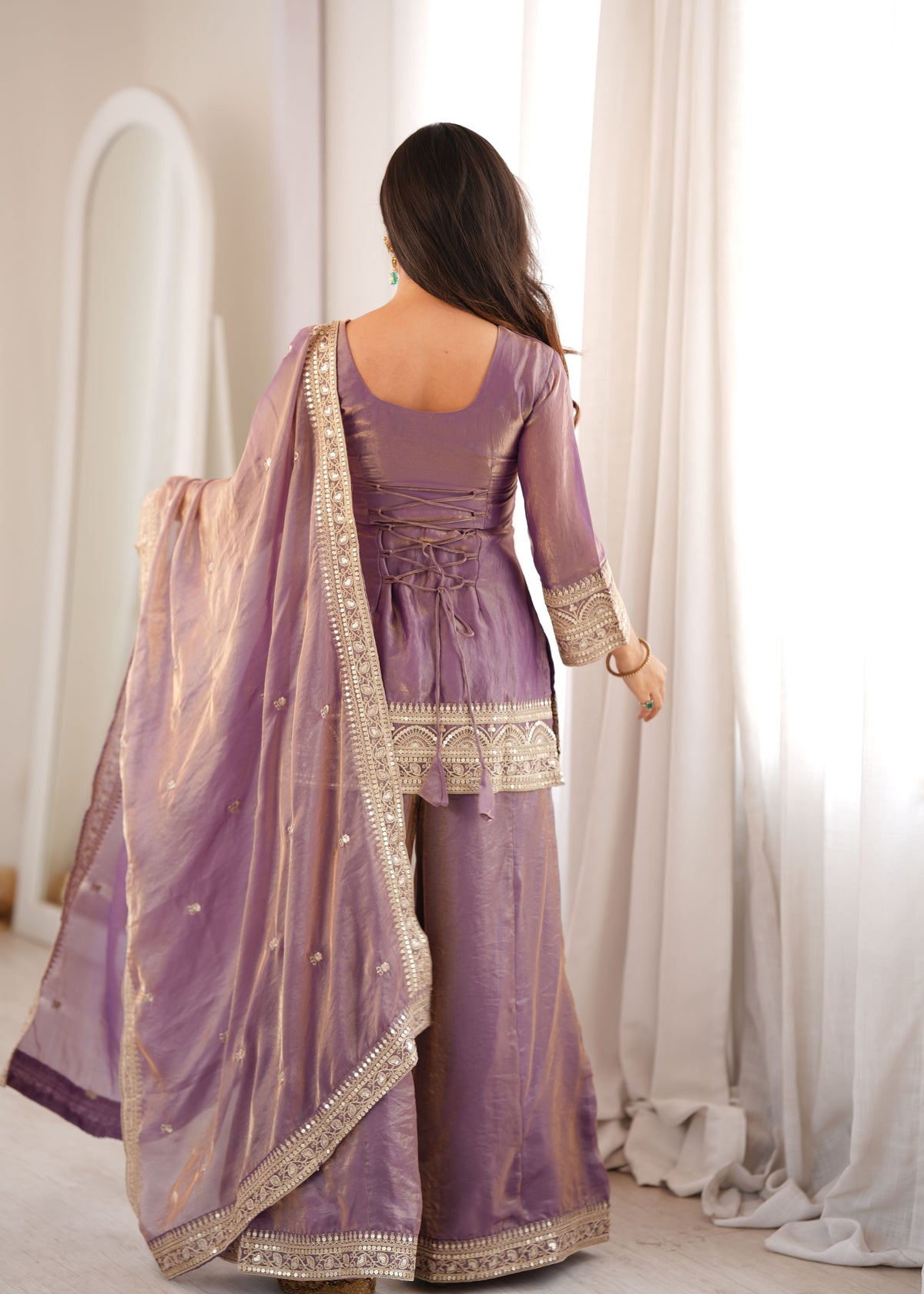 Dusty Lavender Frendy Silk Palazzo Set