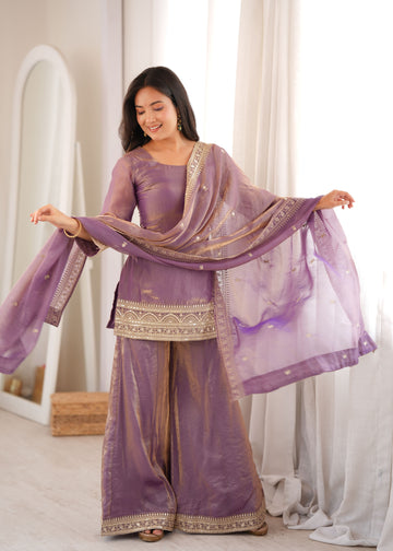 Dusty Lavender Frendy Silk Palazzo Set