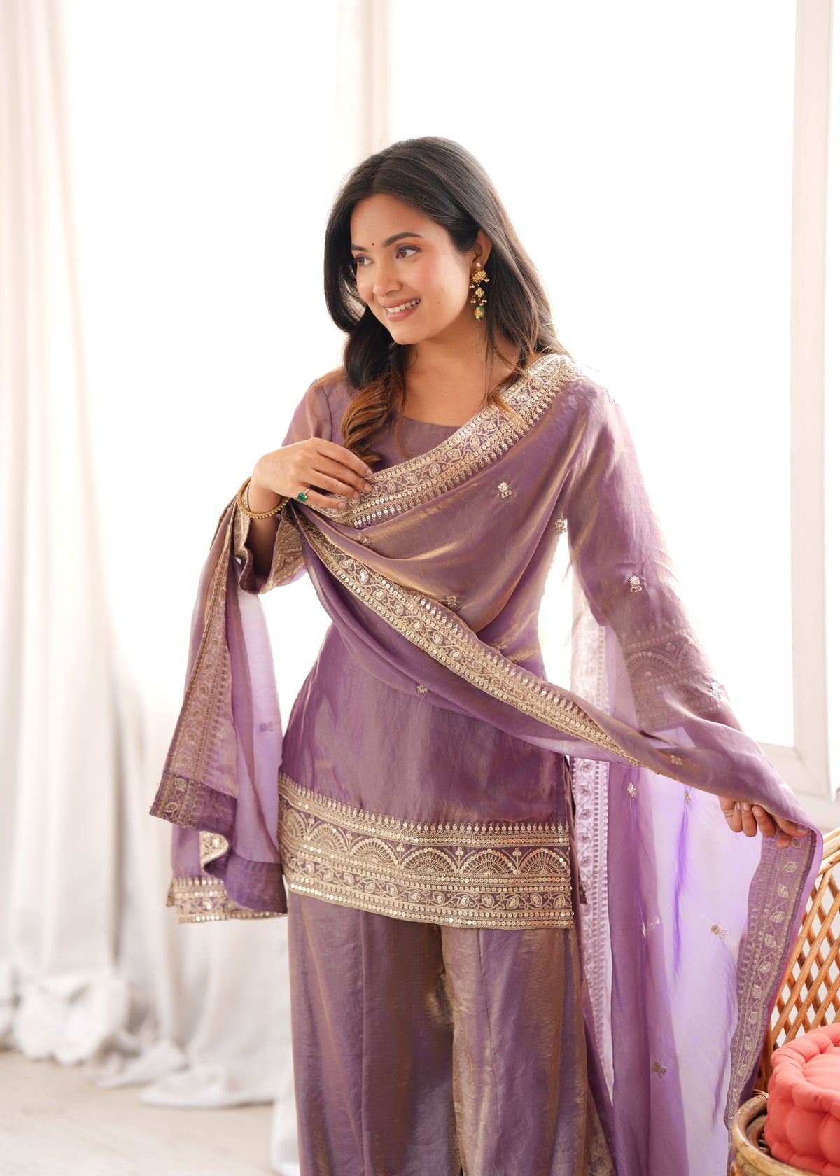 Dusty Lavender Frendy Silk Palazzo Set
