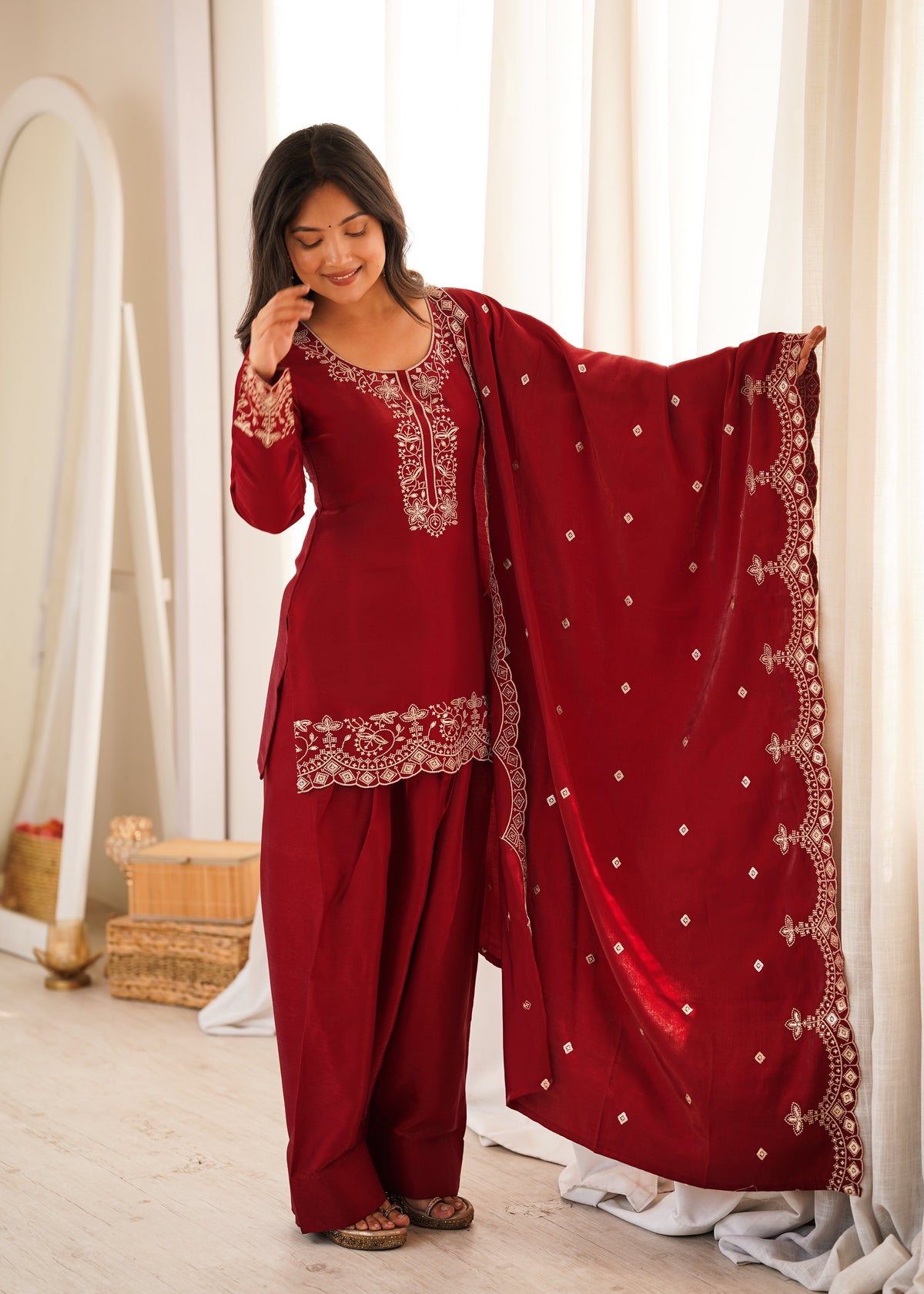 Ruby Royale Embroidered Punjabi Suit Set
