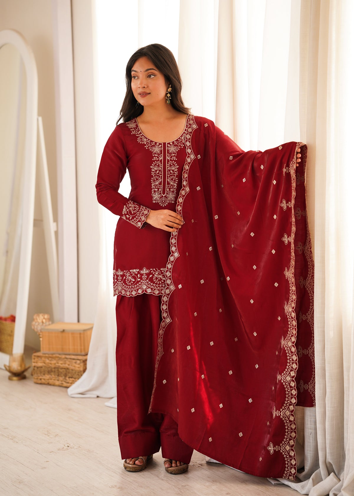 Ruby Royale Embroidered Punjabi Suit Set