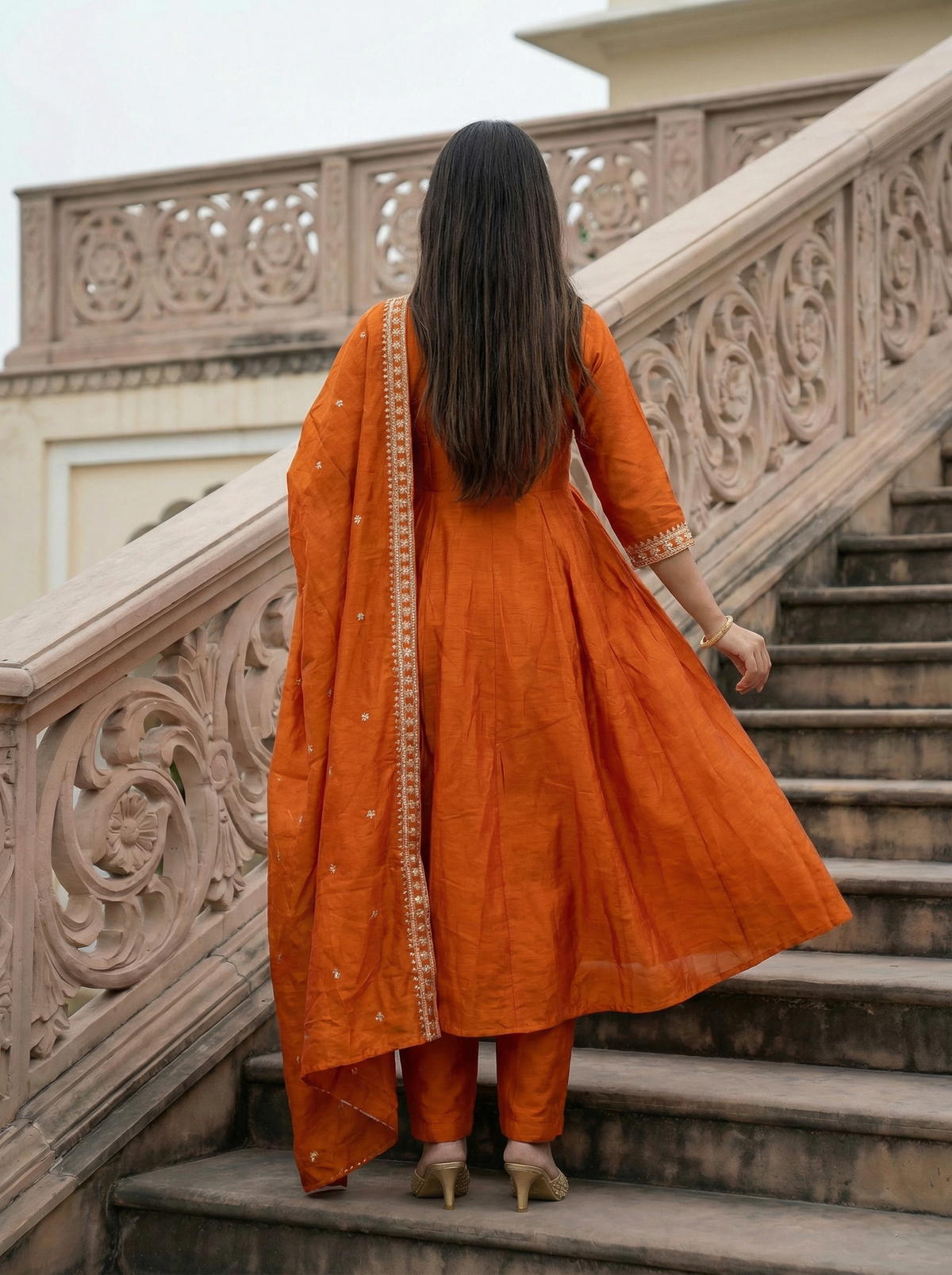 CP Vichitra Embroidered Anarkali Set