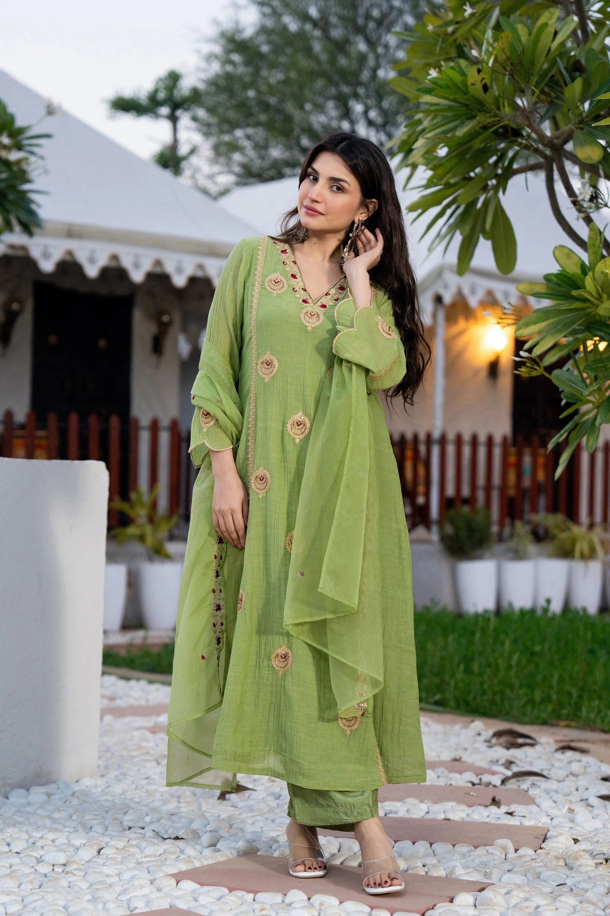 Crunchy Embroidered Suit Set