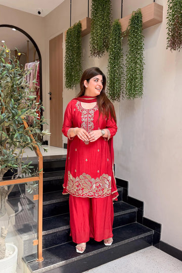 Gulnaar Crepe Embroidered Suit Set