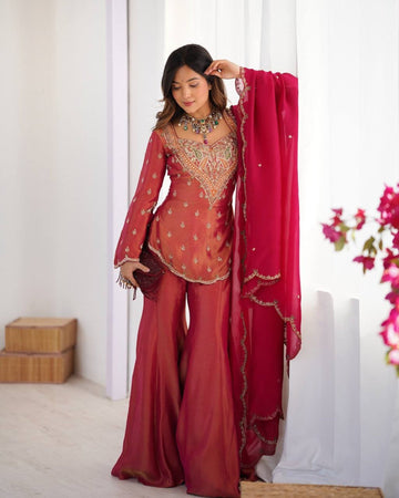 Vichitra Embroidered Sharara Set