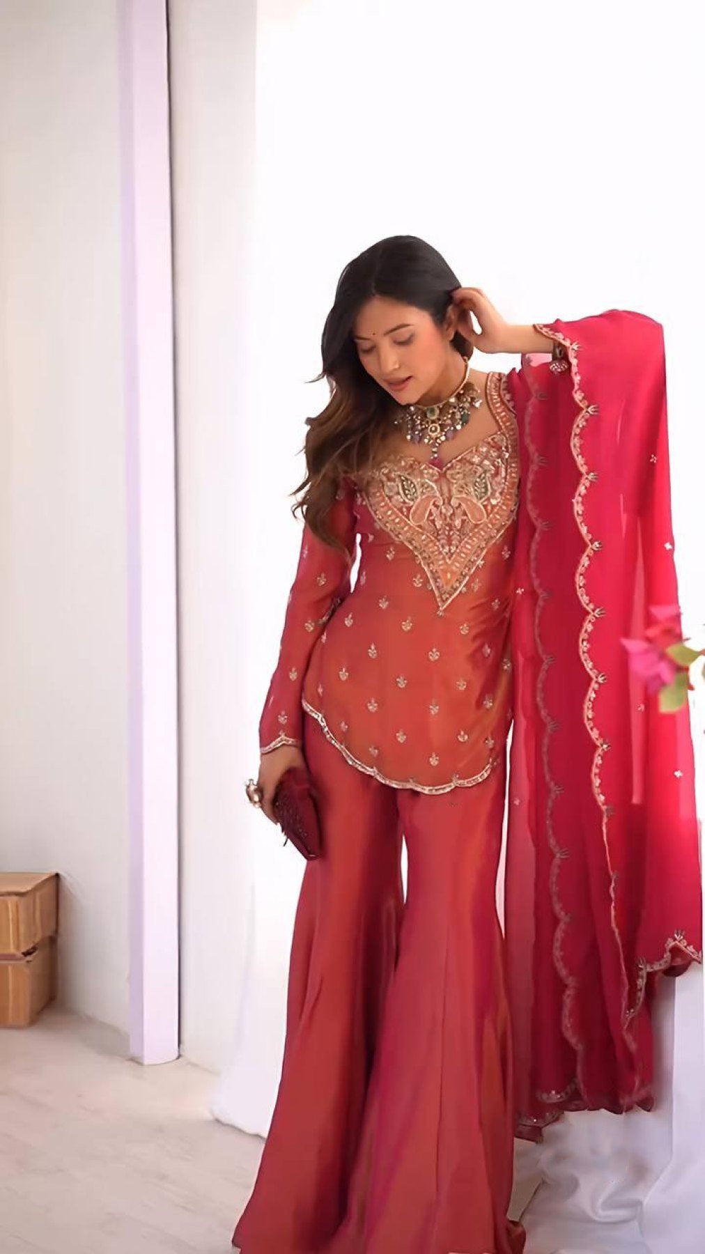Vichitra Embroidered Sharara Set
