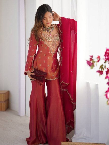 Vichitra Embroidered Sharara Set