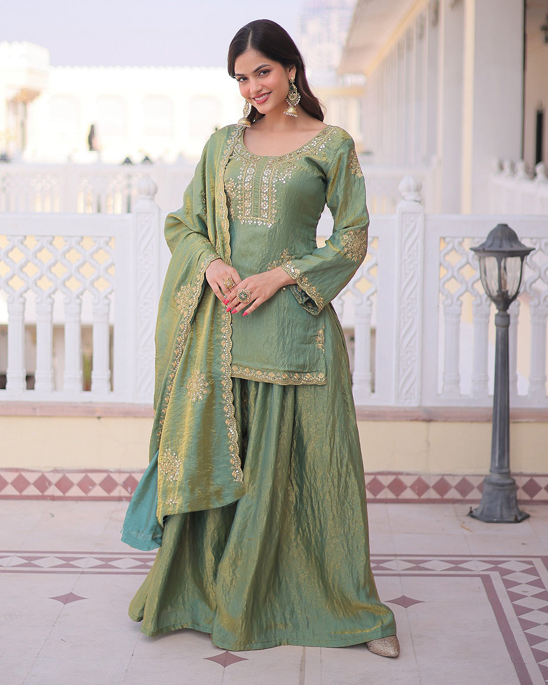 Mauve Majesty Embroidered Sharara Set