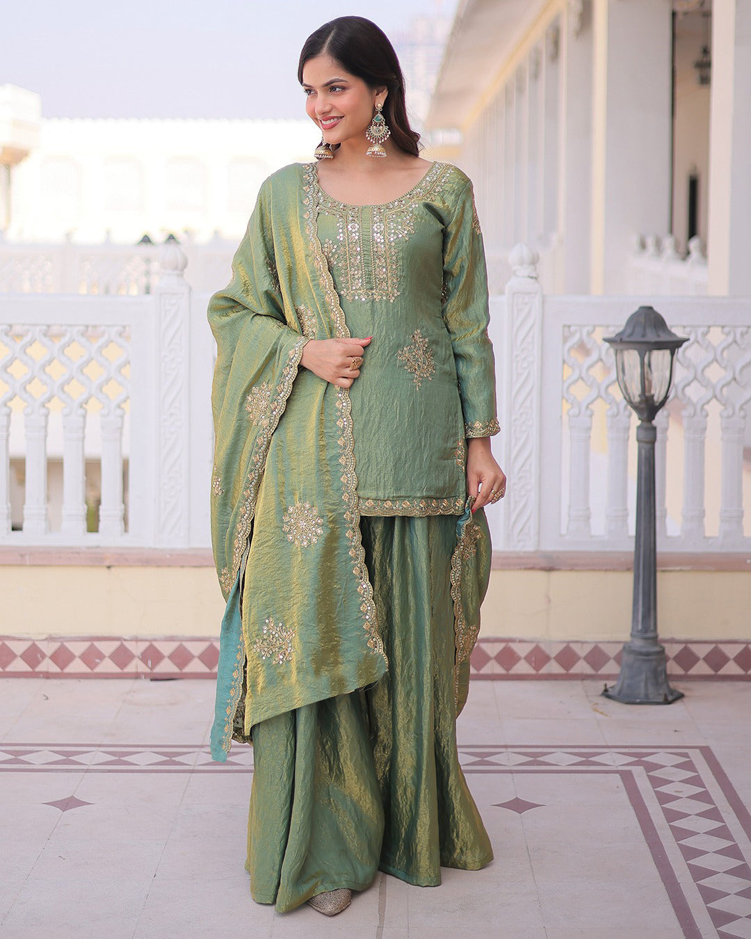 Mauve Majesty Embroidered Sharara Set