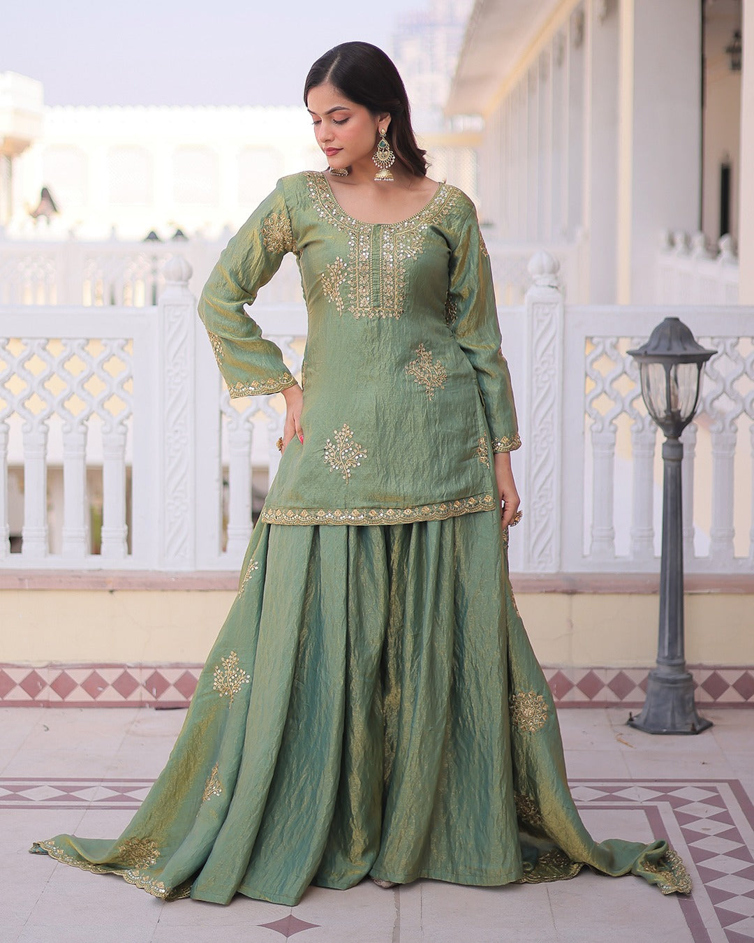 Mauve Majesty Embroidered Sharara Set
