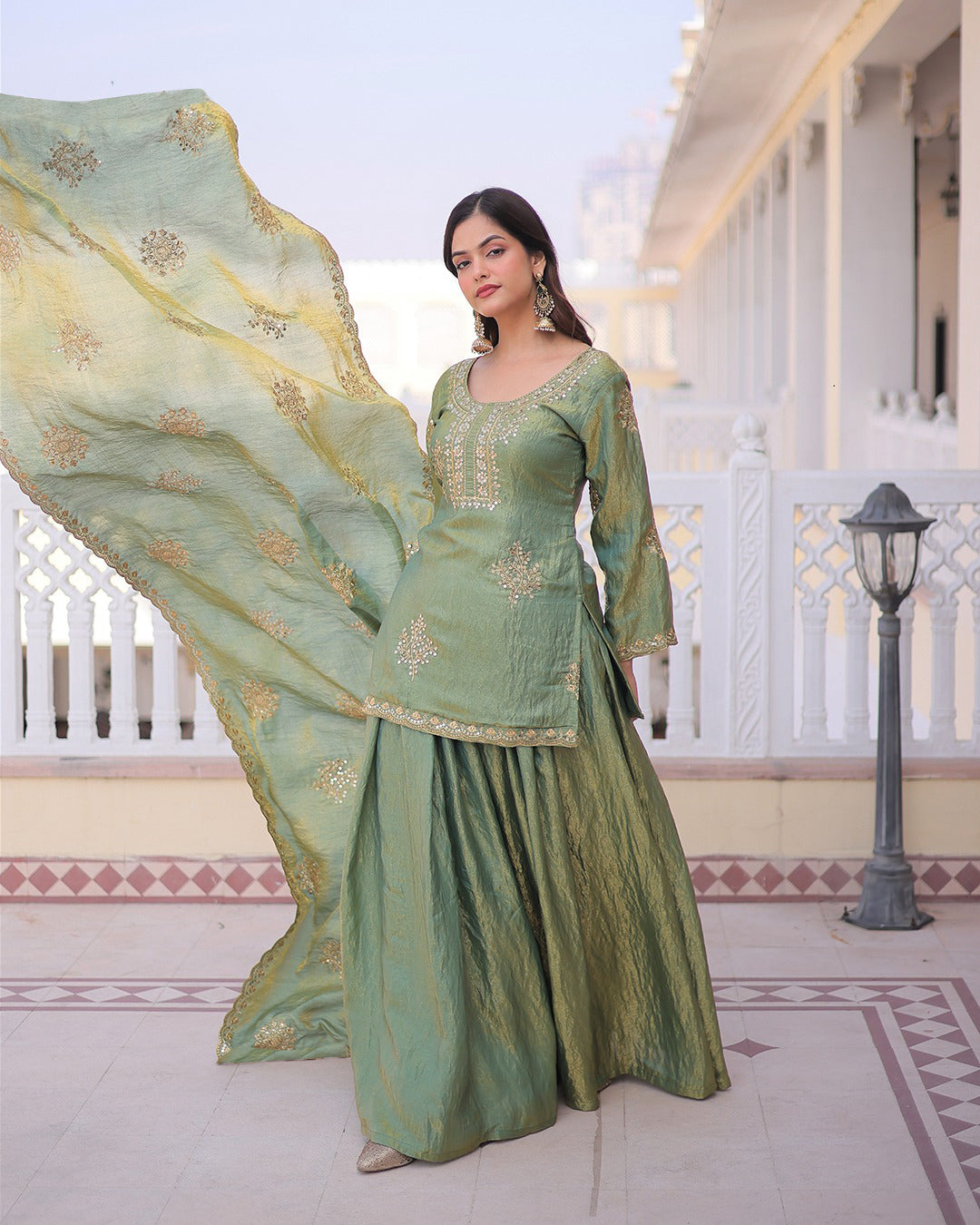 Mauve Majesty Embroidered Sharara Set