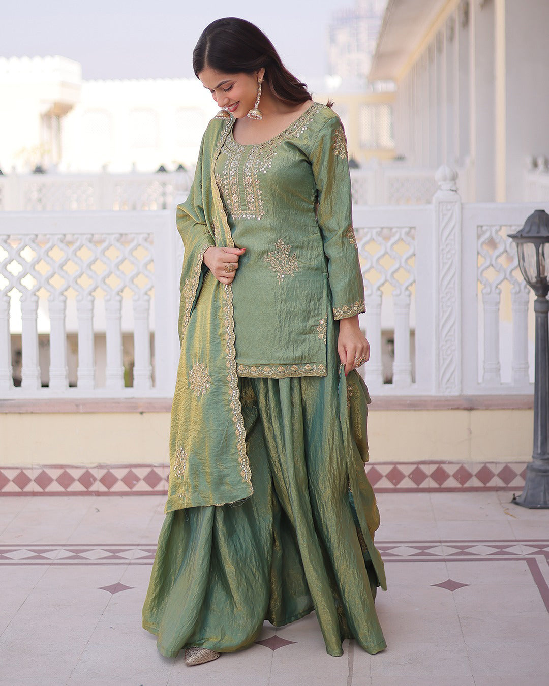 Mauve Majesty Embroidered Sharara Set