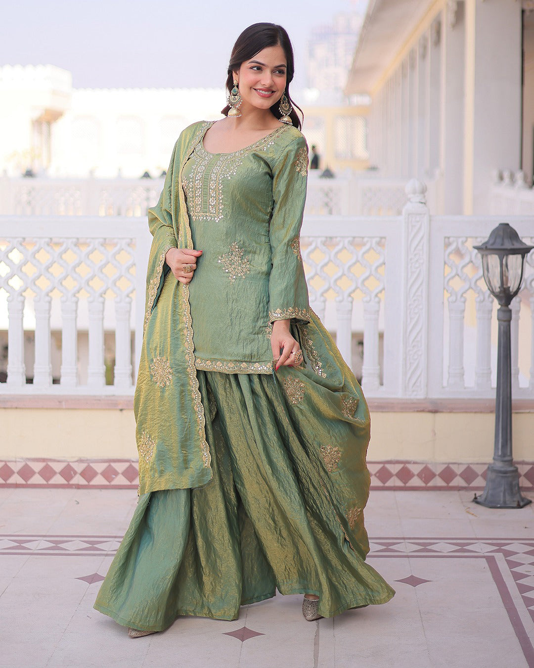 Mauve Majesty Embroidered Sharara Set