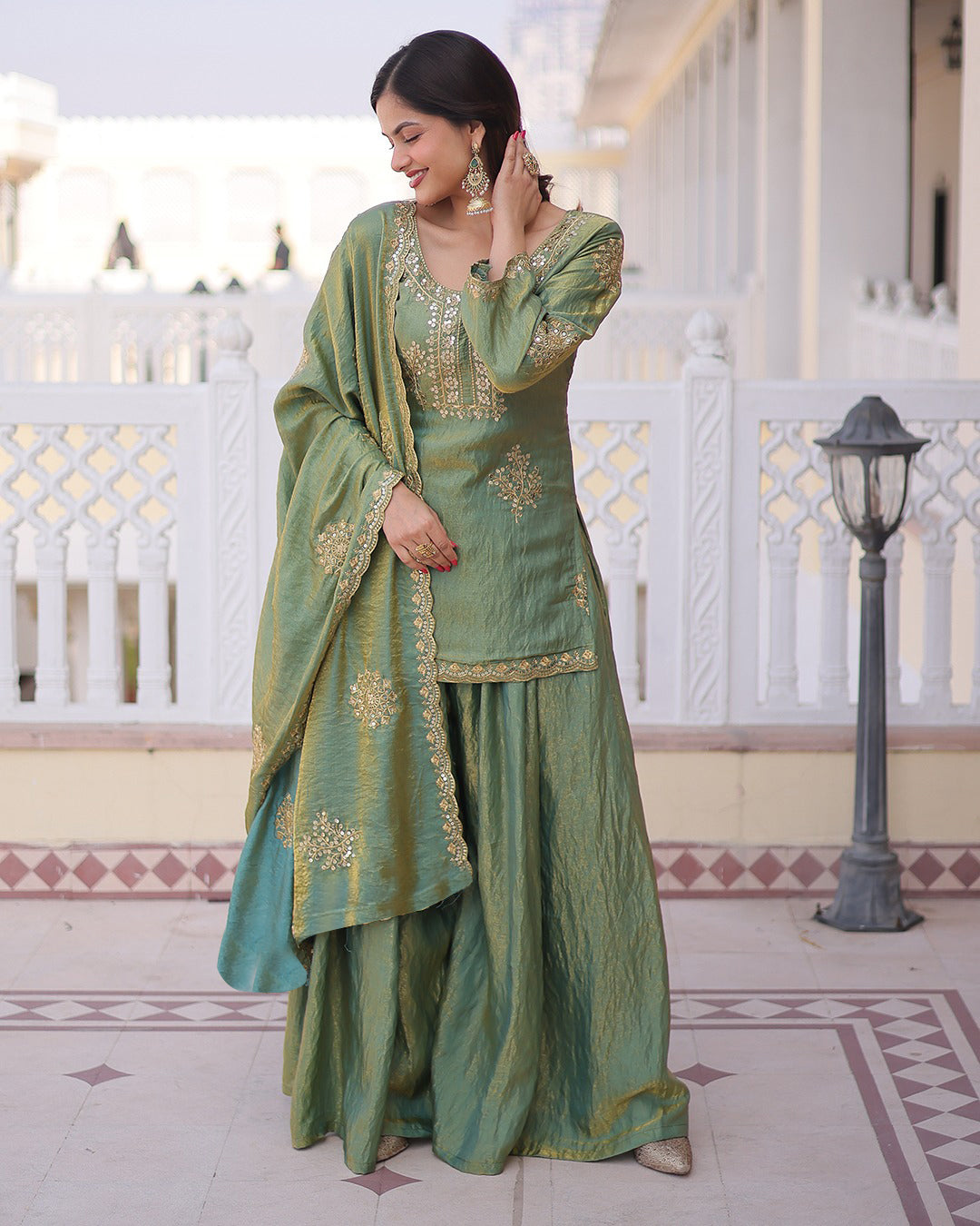 Mauve Majesty Embroidered Sharara Set