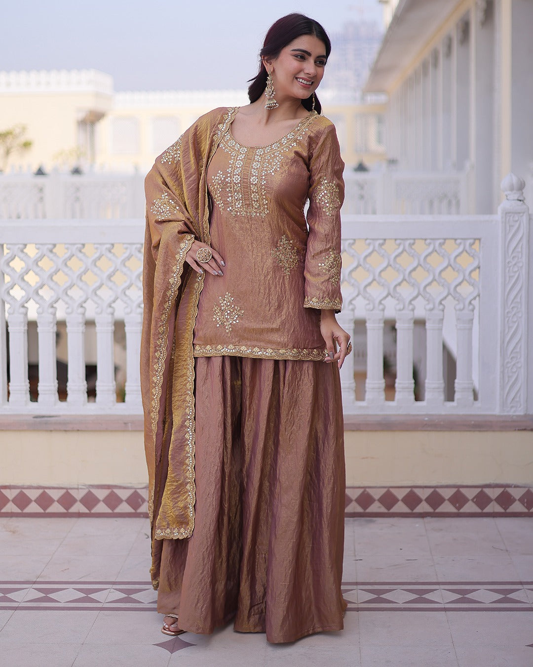 Mauve Majesty Embroidered Sharara Set