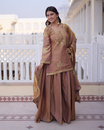 Mauve Majesty Embroidered Sharara Set