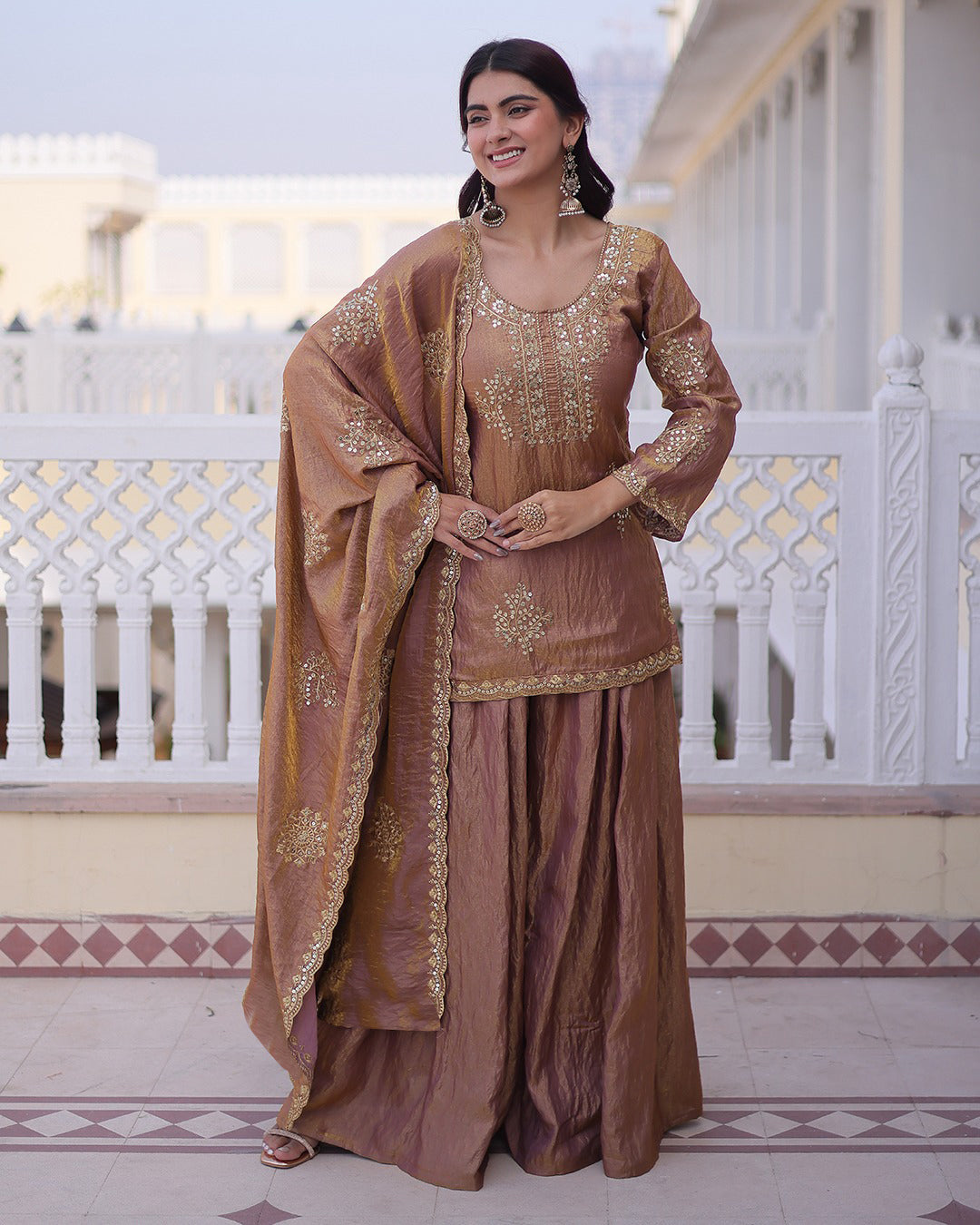 Mauve Majesty Embroidered Sharara Set