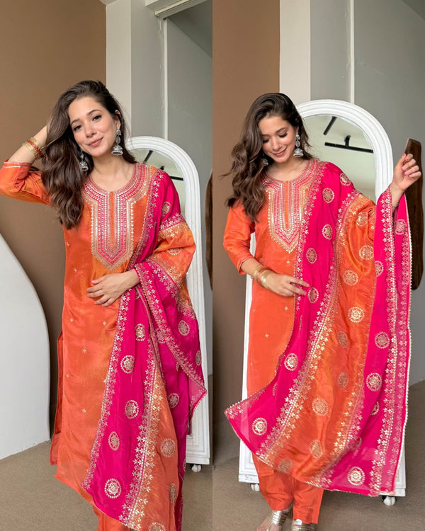 Chinon Embroidered Festive Suit Set