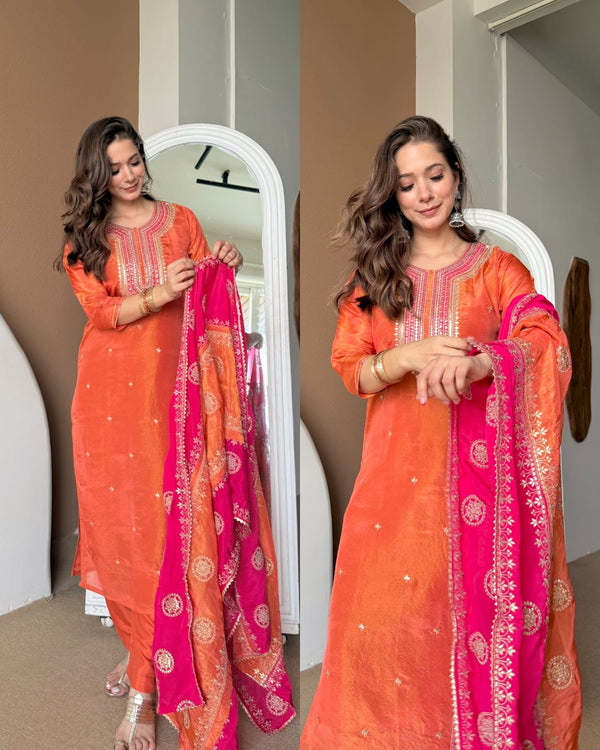 Chinon Embroidered Festive Suit Set