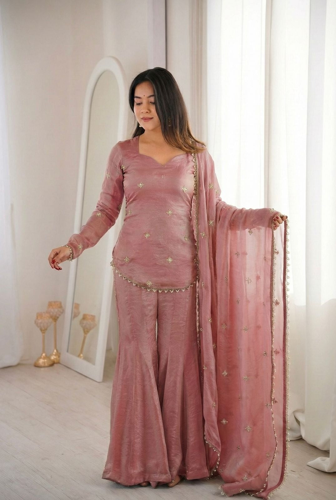 Fandy Silk Bitswork Palazzo Set