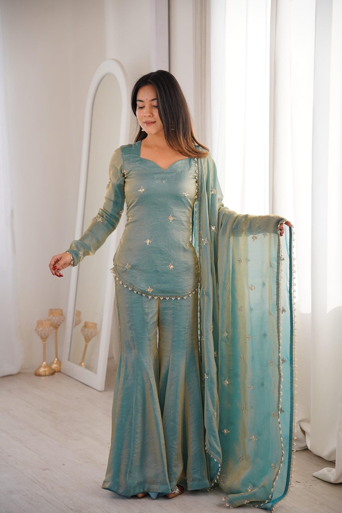 Fandy Silk Bitswork Palazzo Set